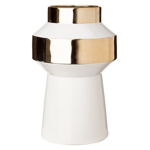 Object vaas, wit & goud m
